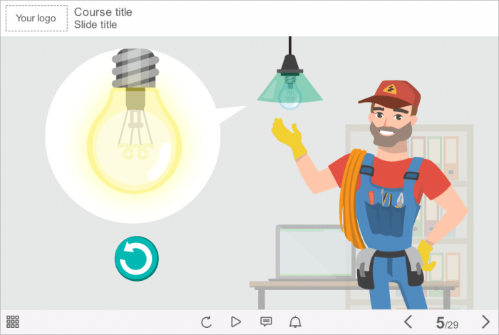 Burning Light Bulb — Storyline Template for eLearning