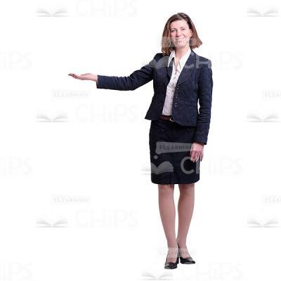 Cheerful Woman Presenting Smth. With Right Hand Cutout-0