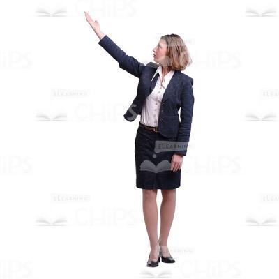 Cutout Image Of Mid-Aged Woman Pointing Upwards-0