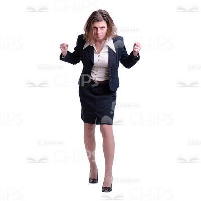 Tensed Businesswoman Clenches Her Fists Cutout Image-0