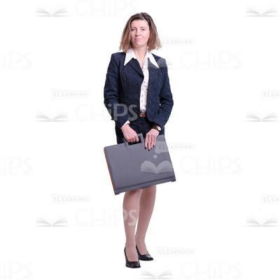 Slightly Smiling Businesswoman Holding Folder Cutout Image-0