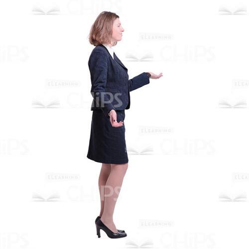 Smiling Woman Spreads Arms Profile View Cutout Picture-0