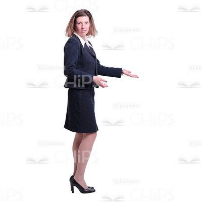 Emotional Businesswoman Pointing With Both Hands Cutout Side View-0