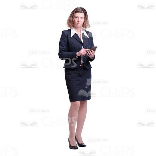 Cutout Businesswoman Holding Smartphone Half-Turned-0