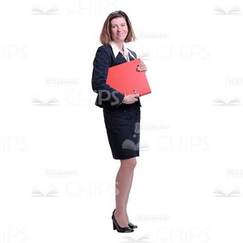 Half-Turned Smiling Woman With Red Folder Cutout Photo-0