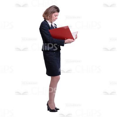 Half-Turned Businesswoman Opens Folder Cutout Image-0