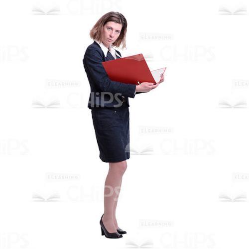 Middle-Aged Businesswoman Holding Opened Folder Cutout-0