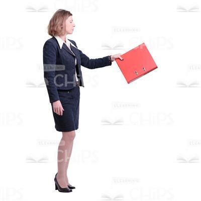 Nice Business Woman Taking Folder Cutout Image Profile View-0