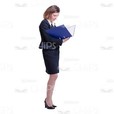 Nice Middle-Aged Woman Reading Documents Cutout Image-0