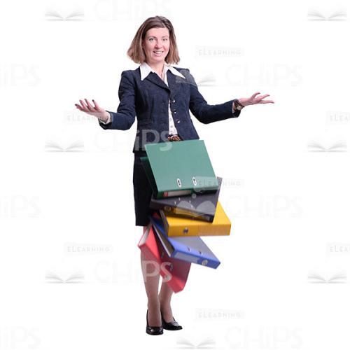 Cheerful Woman Drops The Folders Cutout Picture-0