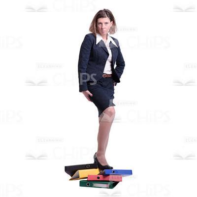 Confident Businesswoman Puts Her Foot On Folders Cutout-0