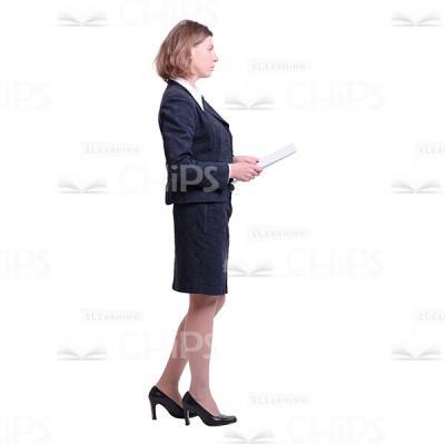 Middle-Aged Woman Holding Papers Profile View Cutout-0
