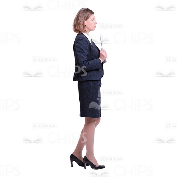 Businesswoman Holding Papers Side View Cutout Photo-0