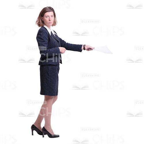 Female Business Coach Giving Papers Cutout Image-0