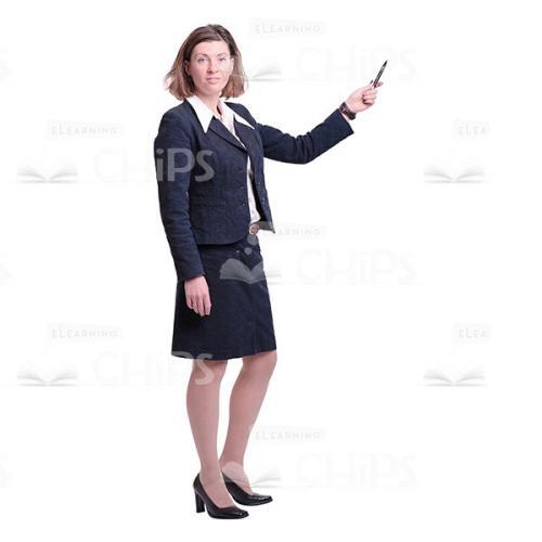 Cheerful Woman Holding Presentation Half-Turned Cutout Image-0