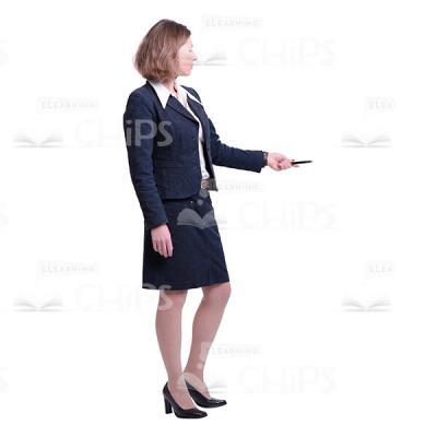 Cutout Picture Of Business Woman Holding Presentation -0