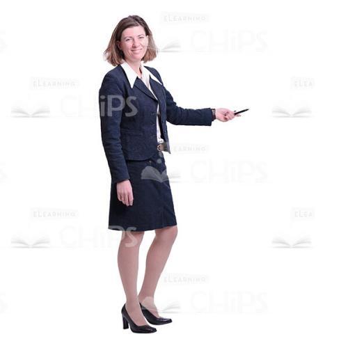 Happy Middle-Aged Woman Holding Presentation Cutout-0