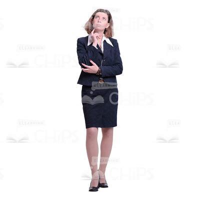 Pensive Businesswoman Looking Upwards Cutout Picture-0