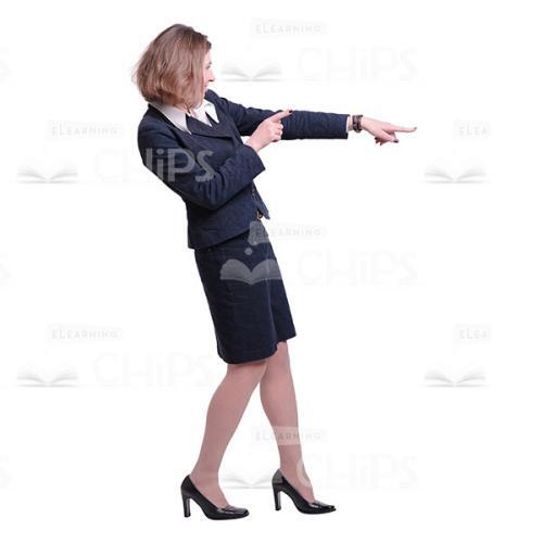 Happy Cutout Businesswoman Pointing Forward Profile View-0