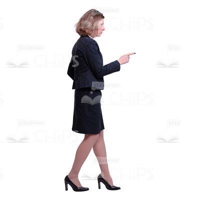 Profile View Of Serious Woman Pointing In Front Of Her Cutout-0