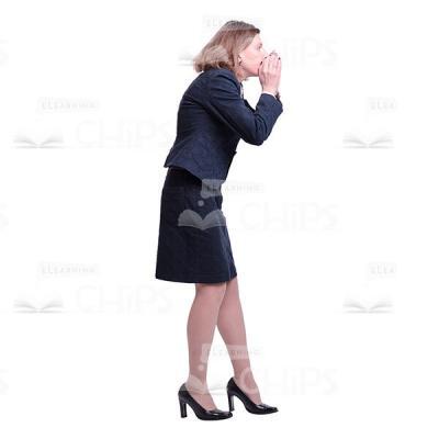 Cutout Businesswoman Screaming Loudly Side View-0