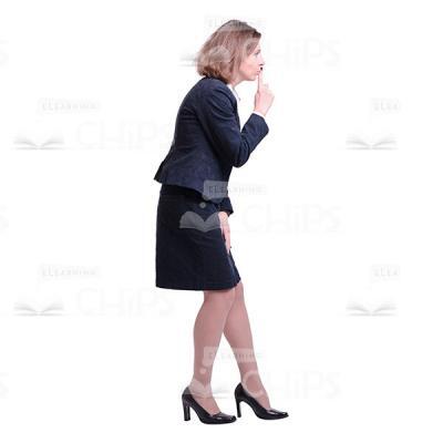 Middle-Aged Businesswoman Calls For Silence Cutout Profile View-0