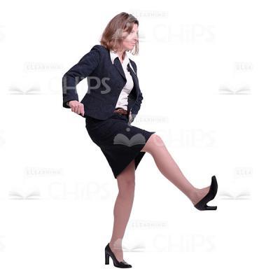 Half-Turned Woman Raising Right Leg Up Cutout Picture-0