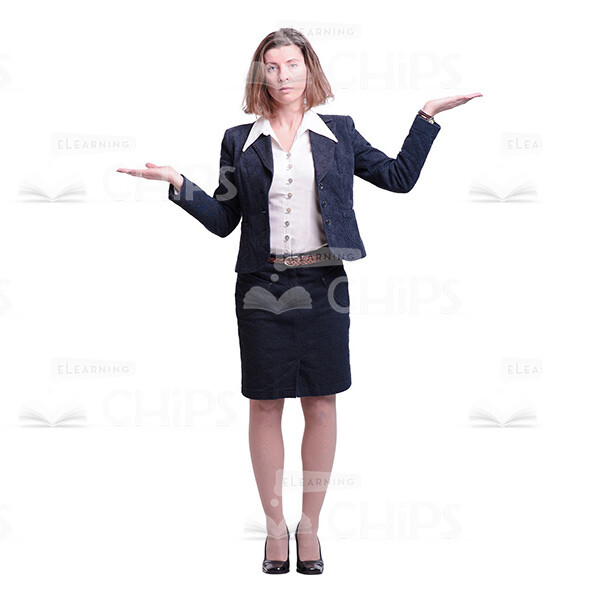 Cutout Image Of Serious Businesswoman Makes Scales Gesture-0