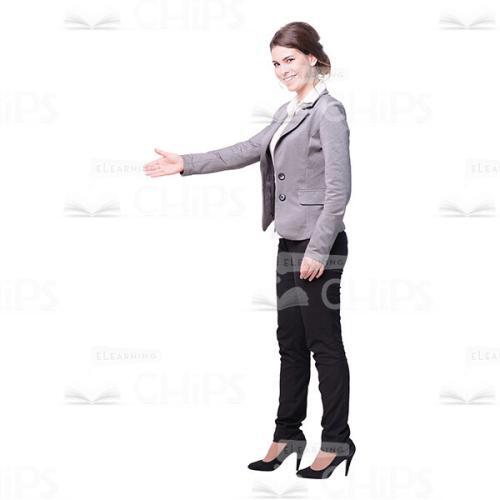 Cutout Picture Of Happy Woman Greetings Side View-0