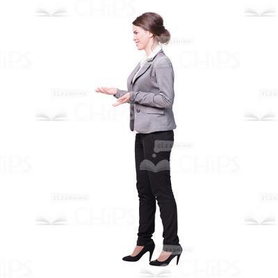 Smiling Female Tutor Gesticulating With Both Hands Cutout Profile View-0