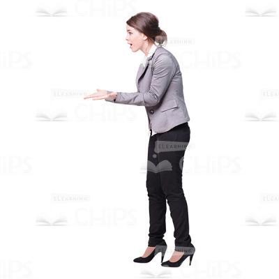 Surprised Woman Spreads Arms Cutout Photo Side View-0