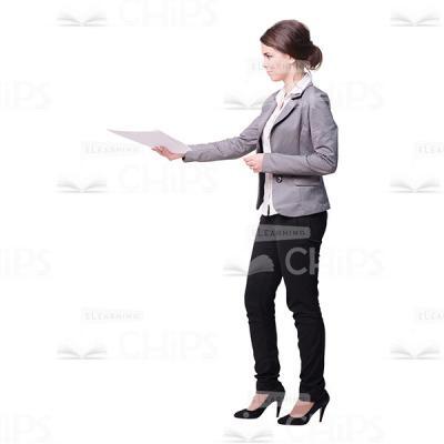 Beautiful Businesswoman Giving Papers Cutout Photo-0