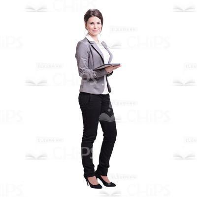 Glad Cutout Businesswoman Holding Tablet-0