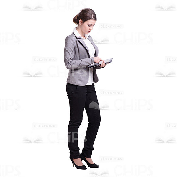 Cutout Image Of Attractive Businesswoman Using Her Tablet-0