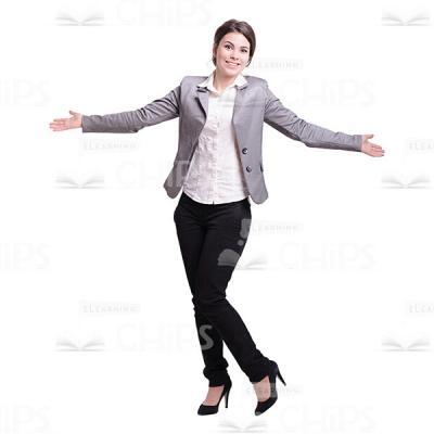 Nice Business Woman Spreads Arms To Sides Cutout-0