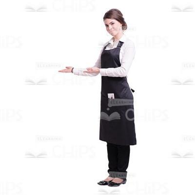 Half-Turned Nice Waitress Invites a Client Cutout Picture-0