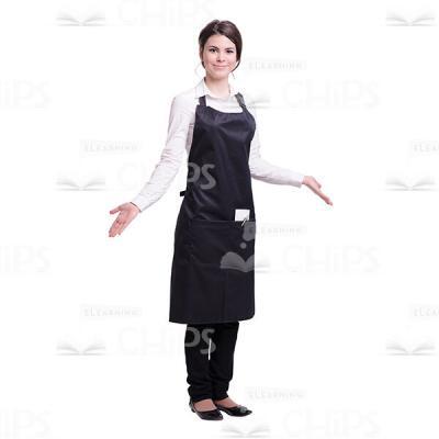 Smiling Waitress Throwing Hands Up Cutout Photo-0