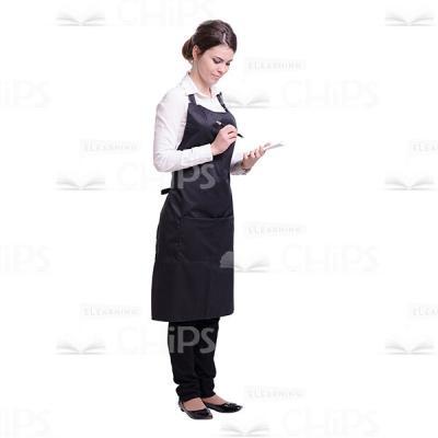 Cutout Photo Of Half-Turned Waitress With Notepad-0