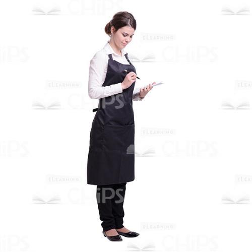 Cutout Photo Of Half-Turned Waitress With Notepad-0