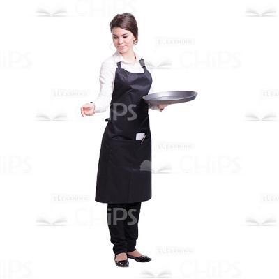Half-Turned Waitress With Tray Stretching Out Hand Cutout-0