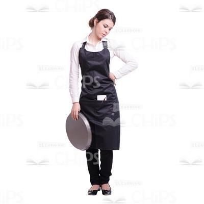 Tired Waitress With Round Tray Cutout Picture-0
