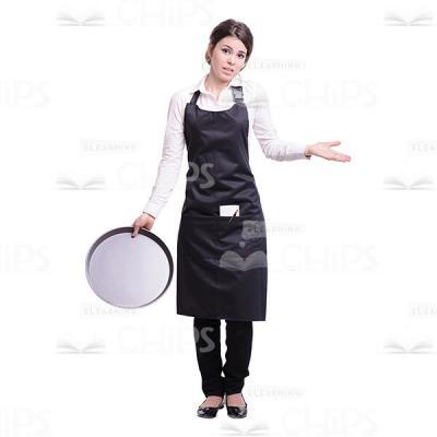 Waitress With Tray Shrugging Cutout Picture-0