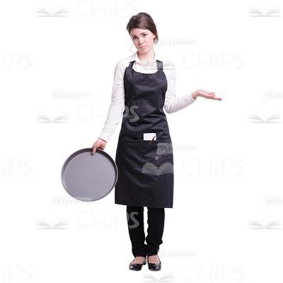 Waitress With Tray Stretching Out Left Hand Cutout Picture-0