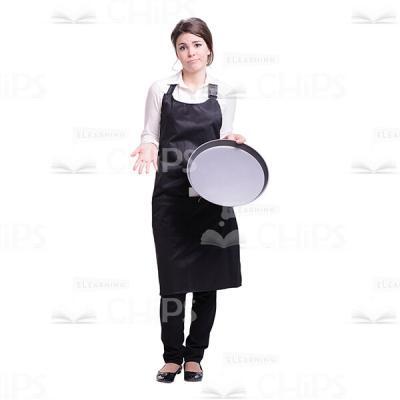Bewildered Waitress Throwing Hands Up Cutout Picture-0
