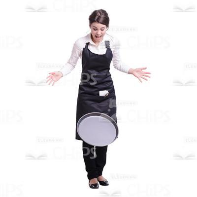 Stunned Waitress Dropped Round Tray Cutout-0