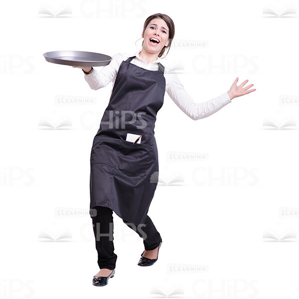 Stunned Waitress Falling Downwards Cutout Photo-0
