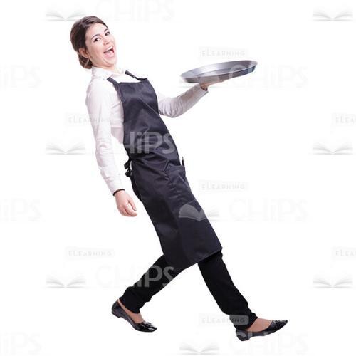 Young Waitress Falling Backwards Side View Cutout-0