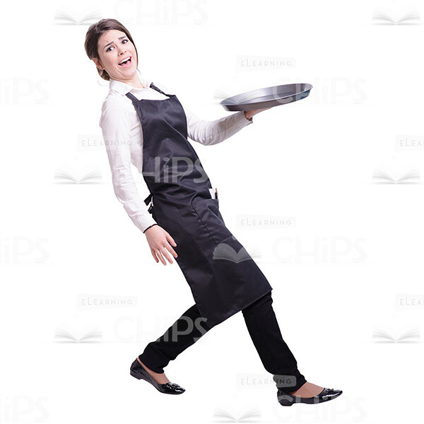 Cutout Waitress With Tray Falling Backwards Side View-0