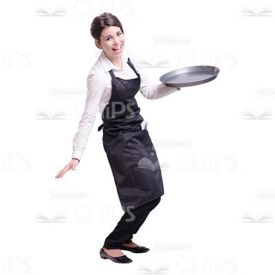 Half-Turned Waitress Screaming Loudly Cutout Image-0
