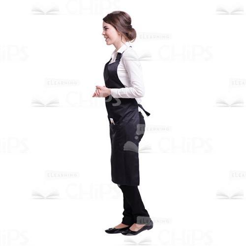 Smiling Waitress With Locked Hands Profile View Cutout-0